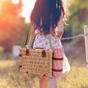 Picnic Basket with Blanket and Wine Pouch for 2, Wicker Picnic Set with Insulated Liner Cooler Bag Hamper for Camping,Wedding - Red Gingham