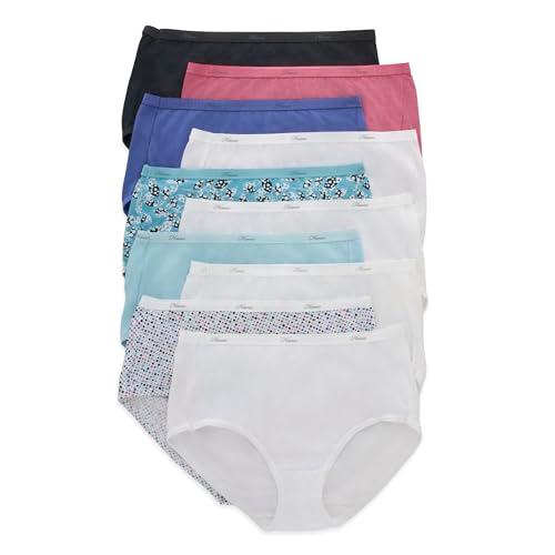 Hanes Womens Cotton Value Pack, 10-pack, Assorted  Briefs-underwear, Solid/Print Mix, 8 US