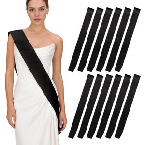 12 Pcs Blank Satin Sash, Plain Sashes, Black Sashes for DIY Beauty Pageants Birthday Wedding Graduation Homecoming Beauty Queen Senior Night Party Decorations