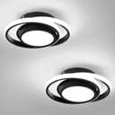 CANEOE 2 Packs Small Modern LED Ceiling Light,2 Rings Creative Black Ceiling Lamp Indoor Hallway Lighting Fixtures for Hallway Living Room Bedroom Kitchen Office (Black)