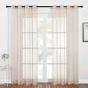 NICETOWN Taupe Sheer Curtains 96 inches Long, Grommet Voile Textured Airy Sheer Window Treatments Elegant & Chic for Bedroom/Living Room, W54 x L96, 2 Panels