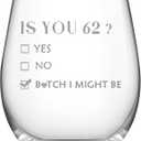 62th Birthday Gifts for Women and Men, Turning 62 Present Wine Glass, 62 Year Old Party Supplies Decorations for Her Him, Birthday Gifts for 62th Woman Female, 18oz