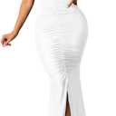 Sexy Formal Dress for Women Ruched Off Shoulder Club Cocktail Bodycon Evening Gown Maxi Long Dresses (Medium)