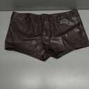Faux Leather Micro Shorts for Women Y2K Sexy Low Rise Mini Short Rave Outfits Festival Club (Brown, M)