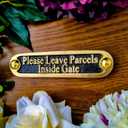 Please Leave Parcels Inside Gate Metal Brass Door Sign. Traditional Style Leave Delivery Instruction Outdoor Metal Mailbox Wall Sign By The Metal Foundry
