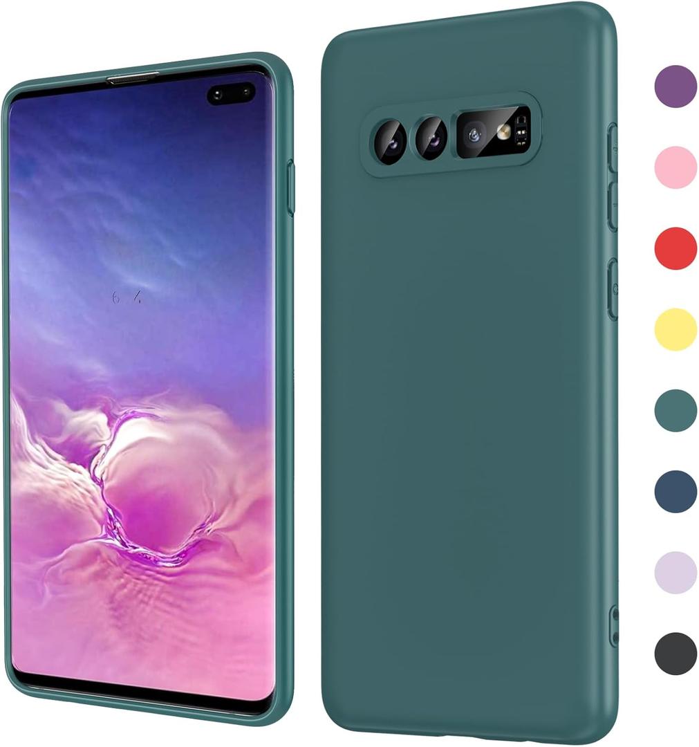 LeYi for Samsung-S10-Plus Case: S10 Plus Phone Case Slim & Anti-Scratch Microfiber Lining, Full-Body Soft Liquid Silicone Shockproof Case Galaxy S10Plus, Green