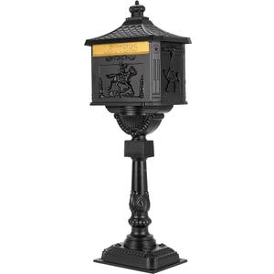 ZOTORUN Curbside Mail Manager Rustproof Cast Aluminum Locking Security and Post Mount Mailbox, Large, Black