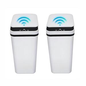 QSFWCSM 2 Pack Bathroom Trash can,Smart Touchless Trash Can,Automatic Motion Sensor Trash Bin with Lid,2.4 Gallon Garbage Can, Kitchen, Bathroom, Office, Bedroom Trash can (White+White)