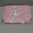 Fohufo Travel Toiletry and Makeup Bag - Travel Essentials for Women, Pink Initial Makeup Bags for Hair Ties, Clips, Brushes, Sponges, Lipsticks, Blush, Eyelash Curler, Easy to Carry, Pink Letter L