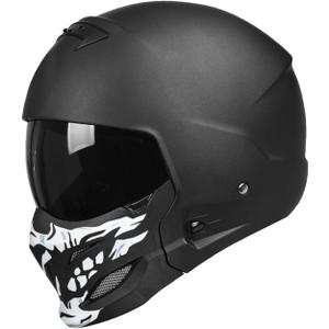 Full Face Motorcycle Helmet for Unisex-Adult Dirt Bike ATV Scooter Cruiser 3/4 Face Motocross Helmet Interchangeable Mouth Cover DOT Approved Medium
