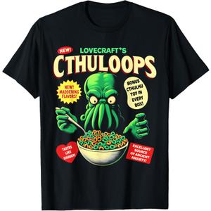 Cthuloops Cereal Parody T-Shirt for Horror Fans - Cthulhu T-Shirt XL