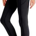 Girls' Black Athletic Leggings with Pockets, White Ankle Length Yoga Pants for Kids (Black, XL)