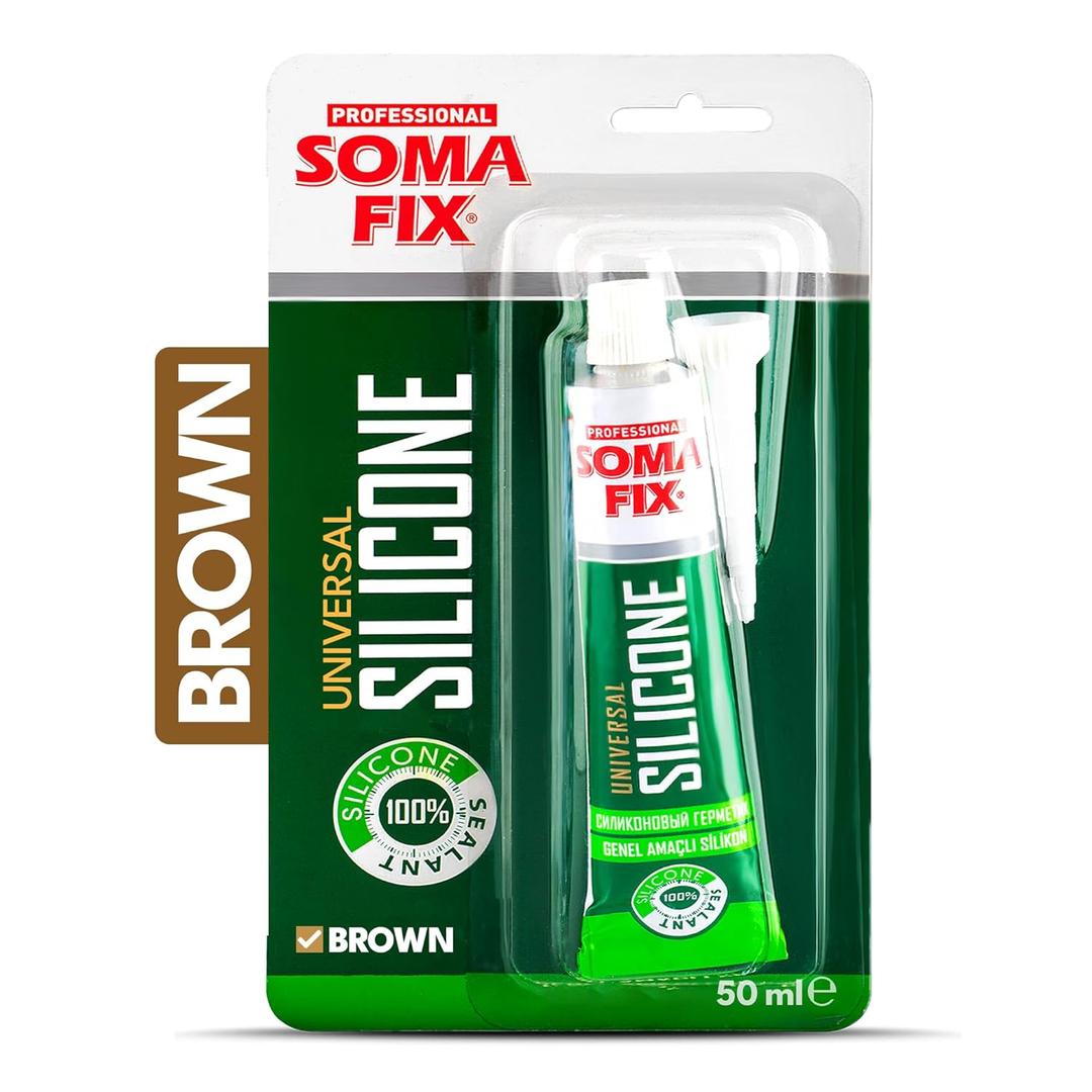 Brown Silicone Caulk - Easy Squeeze Caulking Tube, Silicone Sealant for Wood, Kitchen, Bathroom, Sink, Windows - Multi Purpose & Waterproof - 1.7 fl. oz (Brown)