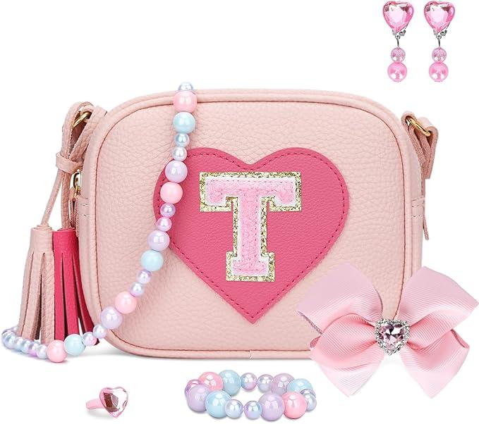 KKXIU Birthday Gifts for Girls Initial Toddler Purse Cute Kids Crossbody Bag
