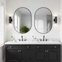 Black Oval Bathroom Mirror for Wall, 2 Pack 24"x36" Bathroom Vanity Mirror for Over Sink, Bedroom, Living Room, Entryway, Metal Frame & HD Shatterproof Glass, Wall Mounted Horizontally or Vertically
