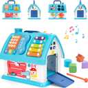 Montessori Toys for 1 Year Old, Baby Music Toys for 1 Year Old Girl Gift, 12-in-1 Musical House Toddler Learning Toy for 1 2 3 Ages, First Birthday Gifts for Girls and Boys, Educational Toy, (Blue)