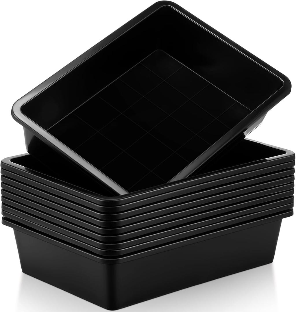 Hoteam 10 Pcs Flat Storage Organizer Tray Bin Letter Size Paper Tray for Classroom Plastic Stackable File Organizer for School Office Teacher Book Organization Black, 13.78 x 9.84 x 3.15 Inch Hoteam 10 Pcs Flat Storage Organizer Tray Bin Letter Size Paper Tray for Classroom Plastic Stackable File Organizer for School Office Teacher Book Organization Black, 13.78 x 9.84 x 3.15 Inch