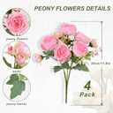 MARTINE MALL 4 Packs Peonies Artificial Flowers, Light Pink Artificial Peonies, Silk Peonies Flowers Fake Peonies Artificial Flowers Peonies Bouquet for Centerpiece Table Wedding Party Home Decor