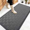 OLANLY Front Door Mat Outside Entrance 47x23, Heavy-Duty Rubber Doormat | Grey, Absorbent, Stain and Fade Resistant, Non-Slip Backing, Low-Profile Indoor Outdoor Floor Mat for Entryway, Easy to Clean