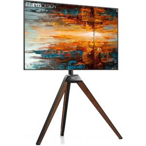 FITUEYES Design Corner TV Stand for 32-65 Inch LED LCD Screens, Tripod Easel TV Stand Modern TV Floor Mount Swivel with Concealed Storage for Bedroom/Living Room, Picasso Series