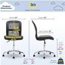 Serta Essential Armless TaskChair, Small Desk Chairs with Wheels, Breathable Mesh Back and Faux Leather, Quality Foam Cushion Seat for Comfort, Minimal Design for Vanity Table, Black