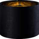 GO&SO Black Velvet Lamp Shades - 13" Top x 13" Bottom x 10" High(Spider) Medium Drum Lampshades - Traditional Fabric Lamp Shade for Table Lamps - Replacement Lampshade - Assembly Required