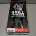 Alpha Grillers Grilling Accessories - Grilling Gifts for Men - BBQ Accessories Grill Tools Set with Spatula, Fork, Brush & Tongs - Outdoor Barbecue Utensils Gifts for Men Dad Him Boyfriend