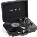 Victrola Journey+ Bluetooth Suitcase Record Player  Built-In Speakers, 33-1/3, 45 & 78 RPM Vinyl Record Player, RCA Out, Headphone Jack, Wireless Streaming (Black)