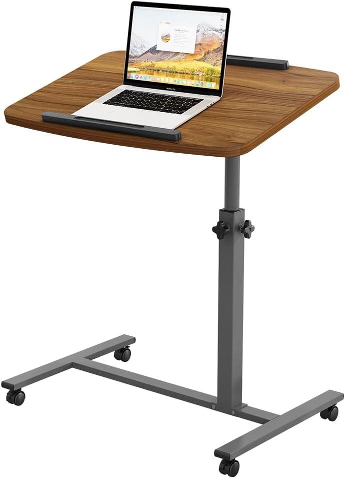 Furist Laptop Lap Desk, Mobile Adjustable Overbed Bedside Table with Wheels, Portable Standing Bed Desk, Rolling lapdesk Lap desks for Adults with Casters& Mouse Pad