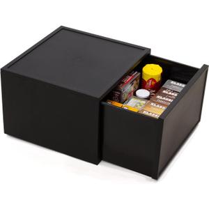 ASTAGE drawer block plastic bins stacking storage modular storage drawer home closet living office organizer with divider (Black, Medium C)
