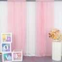 DUOBAO Pink Chiffon Backdrop Curtain-2 Panels 29x96-Inch Wedding Backdrop Drapes Sheer Beach Curtains for Living Room Voile Window Curtain for Photography Backdrops Christmas Ceremony Decor, Baby Pink