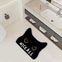 Cat Bath Mat Black Cat Rug Nice Ass Funny Cats Lovers Hydrophilic Polyurethane Floor Mat Non SIip Bath Mats Non SIip Bath Mats for Bathroom Kitchen Bedroom, Decorations Gift 27.5 x 22.0 Inches rug1049