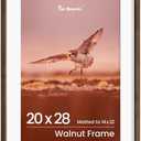 20x28 Walnut Picture Frame, USA-Sourced Natural Walnut Wood Poster Frames 20 x 28 with 14x22 Mat, 28x20 Natural Wood Photo Frame for Wall, Tempered Glass, Wall Hook Included, Set of 1 (20x28 - 1P, USA-Sourced Walnut Wood)