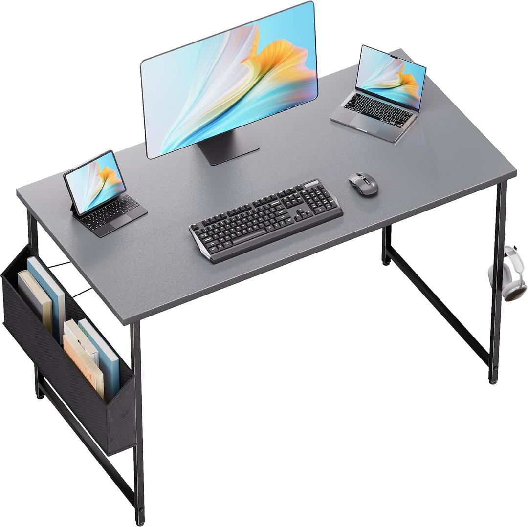 Pamray 47 Inch Computer Desk for Small Spaces with Storage Bag, Home Office Work Desk with Headphone Hook, Small Office Desk Study Writing Table