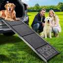 Dog Ramp for Large Pets, 71'' * 20'' Felt Surface Pet Car Ramp & Stairs, Non-Slip Design Protects Joints, Portable 300 Lbs Capacity for SUV, Truck, High Profile Vehicles