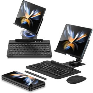 SHIEID Galaxy Z Fold 4 Stand, 360Rotate POS Tablet Zip Pull Out, Lntegrated Folding Design Set [Folding Bracket/Keyboard/Mouse/Capacitor Pen] Stand Fits Fold4/Fold3, Black