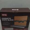 Magnetic Knife Block with Sharpening Stone and Stainless Steel Magnetic Knife Strip, Emojoy Double Side Magnetic Knife Holder, Acacia Wood Knife Block and Green Resin