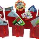 100pk Extra Small Gift Wrap Paper bags with Ribbon Handles(4.5x5.5x2.5in), for Party Favors, Baby Shower, Weddings,Holidays,Graduation,Birthdays,Celebrations,Bridesmaids Gifts,Bulk Solid Color (red)