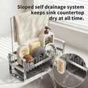 Sponge Holder for Kitchen Sink,Suction Cup 304 Stainless Steel Sink Caddy with Dishcloth Holder, Self Drain Tray Sink Oragnizer for Countertop, Soap Dispenser Storage