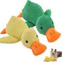 Duck-Shaped Dog Toys for Aggressive Chewers - Mellow Dog Calming Duck, 2025 Squeaky Crinkle Plush Chew Toy, Interactive Tug of War Toy to Keep Dogs Busy, Tough No-Stuffing for All Breeds