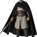 L'VOW Renaissance Cape with Hood Medieval Hooded Cape Halloween Sorcerer Hobbit Costume Cosplay
