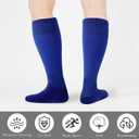 KIUEZIR 3 Pairs Baseball Socks Softball Knee-High Athletic Socks Stretchy Compression Soccer Socks for Men and Women (Blue) (Blue)