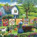 300 Piece Puzzles for Adults,Farm Grandma Jigsaw Puzzle for Adults Children Seniors,Large Piece Garden Puzzle for Kids Age 8-10 10-12,Vintage Country Quilts Puzzle,Family Game Great Gift 20.5x15in