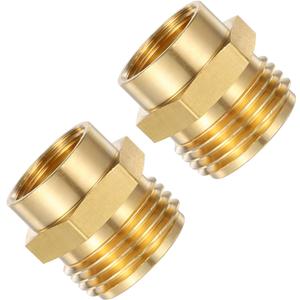 2 Pcs No Leak Pipe Adapter 1/2 NPT Female to 3/4 GHT Male Garden Hose Adapter Brass Garden Hose Fitting Female to Male Hoses Connector Connector GHT Npt Adapters for Water Hoses Outdoor Pipes