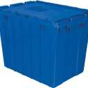 Akro-Mils 39170 Industrial Plastic Storage Tote with Hinged Attached Lid, (21-Inch L by 15-Inch W by 17-Inch H), Blue, (3-Pack)