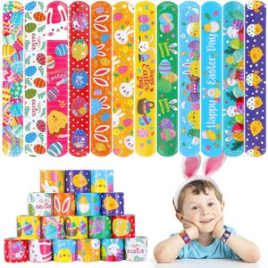 Easter Slap Bracelets for Kids 36PCS Easter Basket Stuffers for Kids Bulk Snap Bracelet Easter Party Favors Supplies Easter Egg Fillers Toys Goodie Bag Stuffers Toy Gifts for Student Classroom Prizes