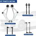 8PCS Front Lower Control Arm Suspension Kit for 2015 2016 2017 2018 Nissan Altima, 2016-2023 Maxima, Front End Kit with Ball Joint Sway Stabilizer Bar End Link Tie Rod K622838 K622839 K750094 K750095