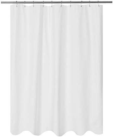 Mrs Awesome Embossed Microfiber Stall Shower Curtain Liner 60 x 72 inches, Soft Fabric Shower Curtain Washable and Water Repellent,60x72, White