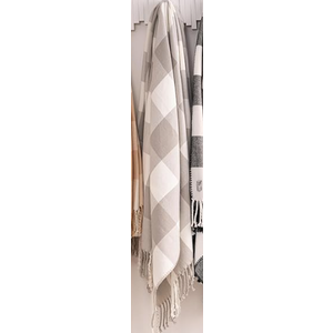 Mellowdy Classic Checkered Blanket - Faux Cashmere Plaid Throw with Fringe - Soft Woven, Lightweight, Farmhouse, Vintage Inspired Dcor for Couch, Chair, Office (Lotus Pink, 50x60)