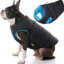Gooby Dog Vest, Black, Large - Water Resistant Fleece Jacket with Dual D Ring Leash - Warm Winter Coat for Small & Medium Dogs